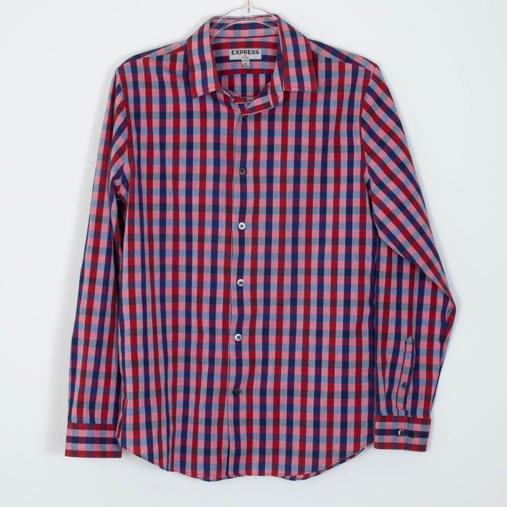 Express Fitted Plaid Button Down Shirt Mens Size‎ Medium
